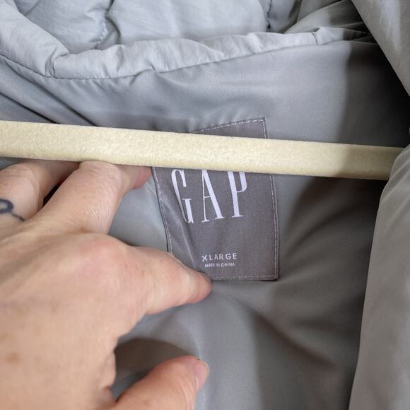 Gap Hooded Oversized Parka Jacket Mens XL Silver - Picture 7 of 11